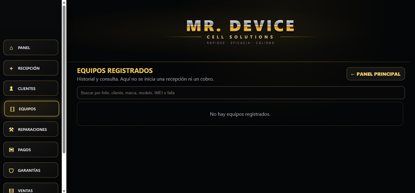 Equipos registrados MR. DEVICE